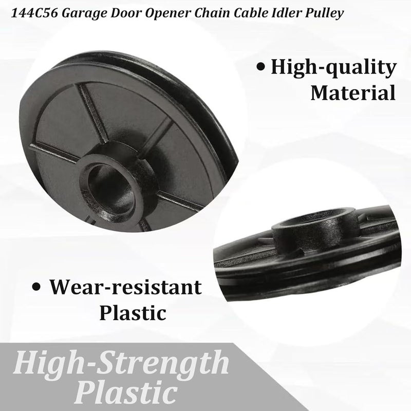 auaurly 1 PC Black Plastic Chain Cable Idler Pulley 144C56 Belt Drive Garage Door Idler Pulley 2" O.D. Fits Garage Door Opener Square Rail Replaces 144C56-A, K144C0056 - Image 3